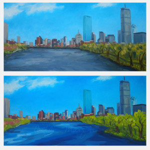 Boston skyline oil painting