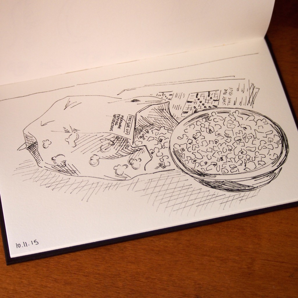 caitlinmarquisstudio nearlydailydoodles popcorn movie night